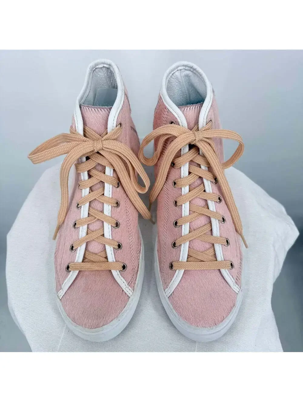 Women's Diemme Veneto High Italian Calf Hair Pink & White Sneakers IT40/US W 9.5